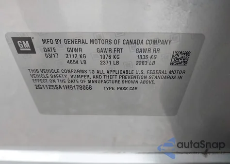 2017 Chevrolet Impala Ls from USA, damaged, VIN 2G11Z5SA1H9178068